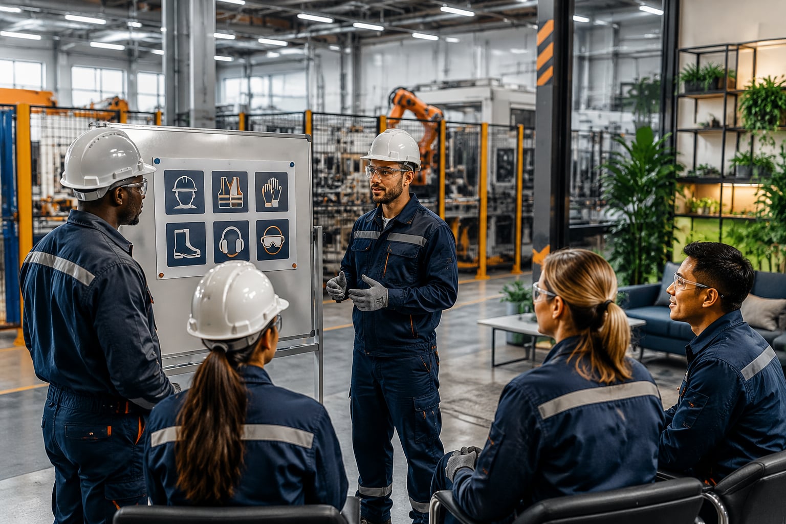 Illustration of employee safety and professional training